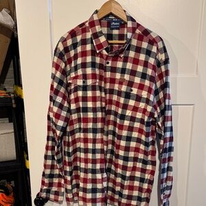 Casual Red & Navy Plaid Button-Down Shirt - Unknown Brand